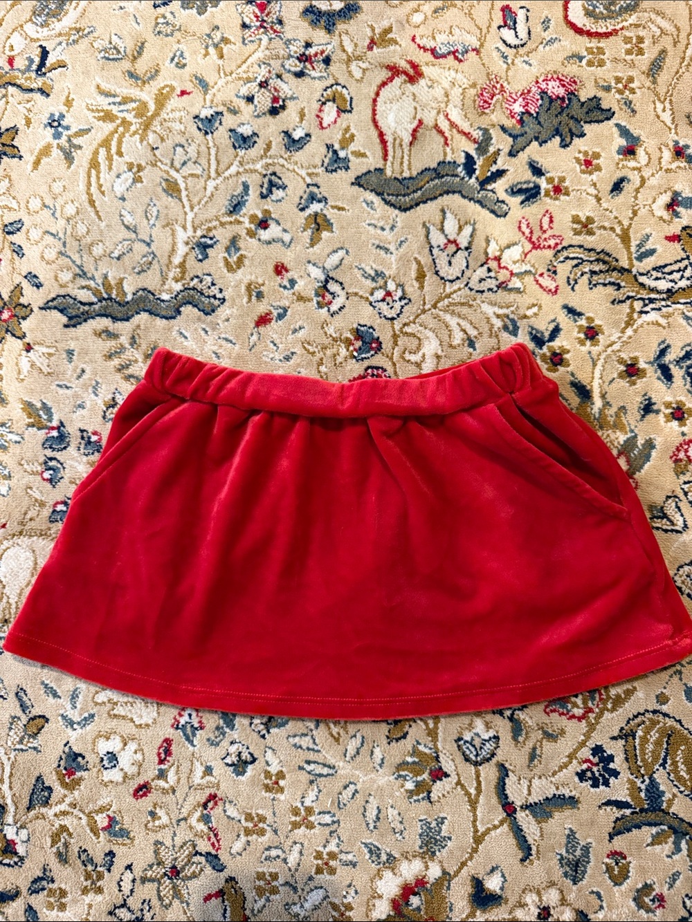 Copper Key Red Velvet Girls' Skirt with Pockets